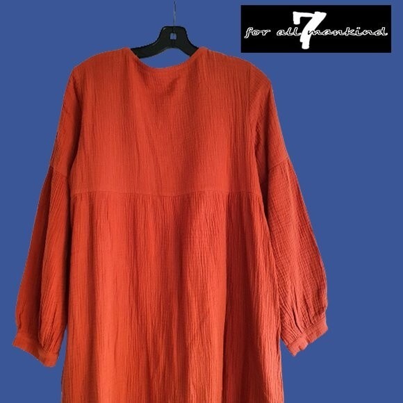 7 For All Mankind NEW Prairie Boho Tiered V-Neck Maxi Dress S - Picture 9 of 11